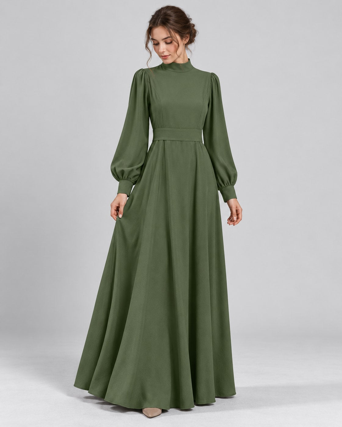 Uma Wedding Guest Mock Neck Long Sleeve Maxi Dress_2
