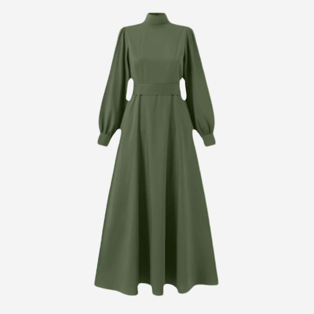 Uma Wedding Guest Mock Neck Long Sleeve Maxi Dress