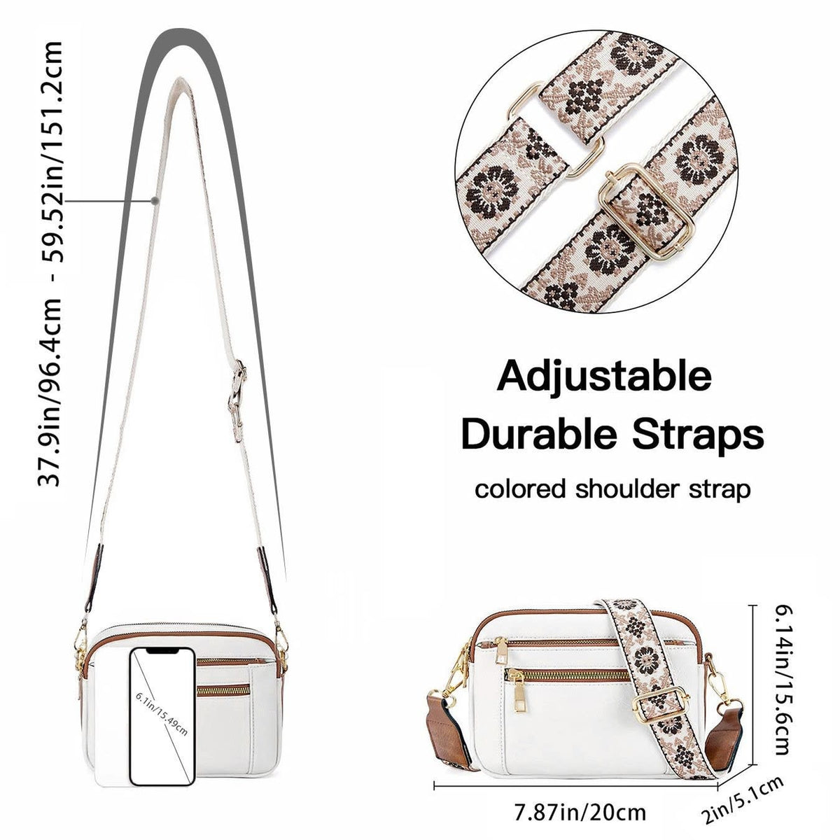 Clarice Faux Leather Multi Zip Crossbody Bag