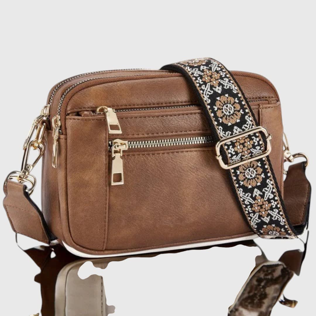 Clarice Faux Leather Multi Zip Crossbody Bag