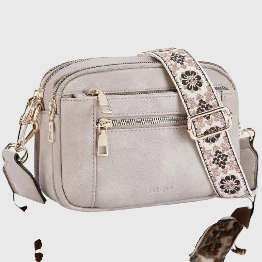 Clarice Faux Leather Multi Zip Crossbody Bag