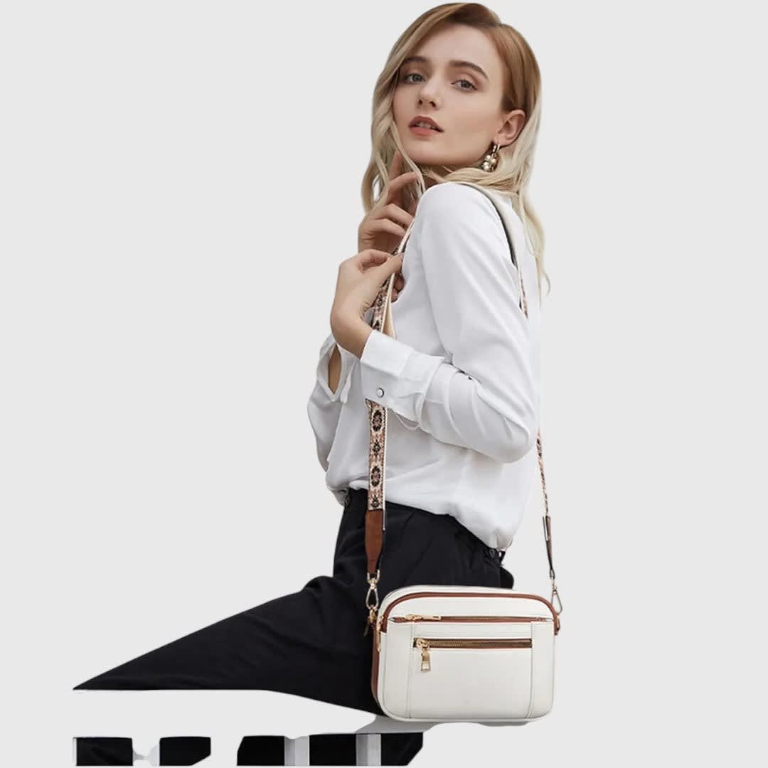 Clarice Faux Leather Multi Zip Crossbody Bag