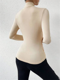 Delta Draped Crossover Long Sleeve Top