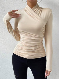 Delta Draped Crossover Long Sleeve Top
