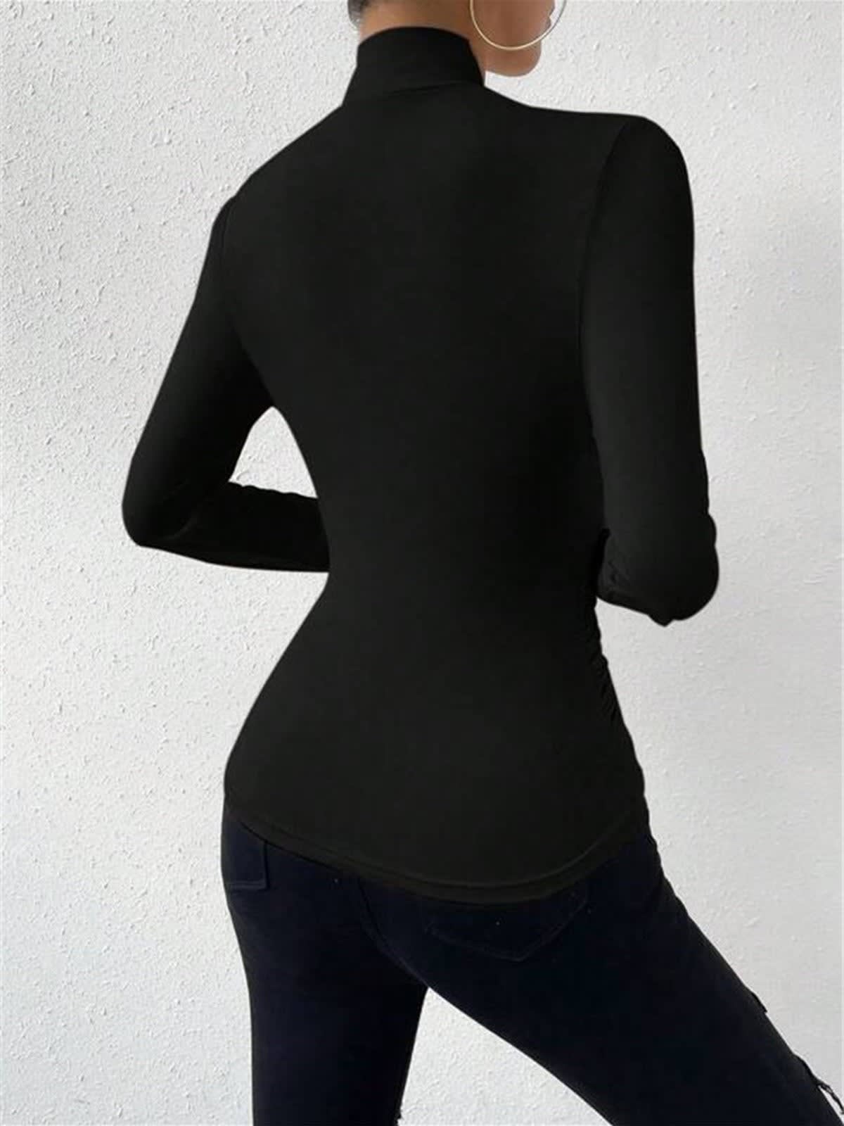 Delta Draped Crossover Long Sleeve Top