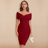 Siobhan Off Shoulder Bandage Party Midi Dress