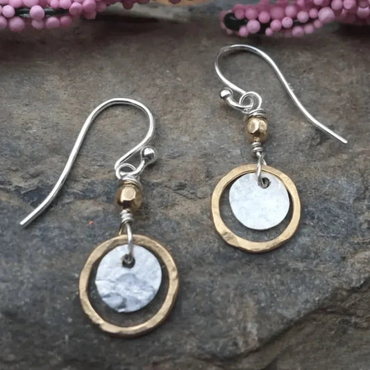 Lauren Antique Dual-Tone Hoop Earrings Gold Silver
