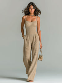Lise Wide Leg Ribbed Jumpsuit