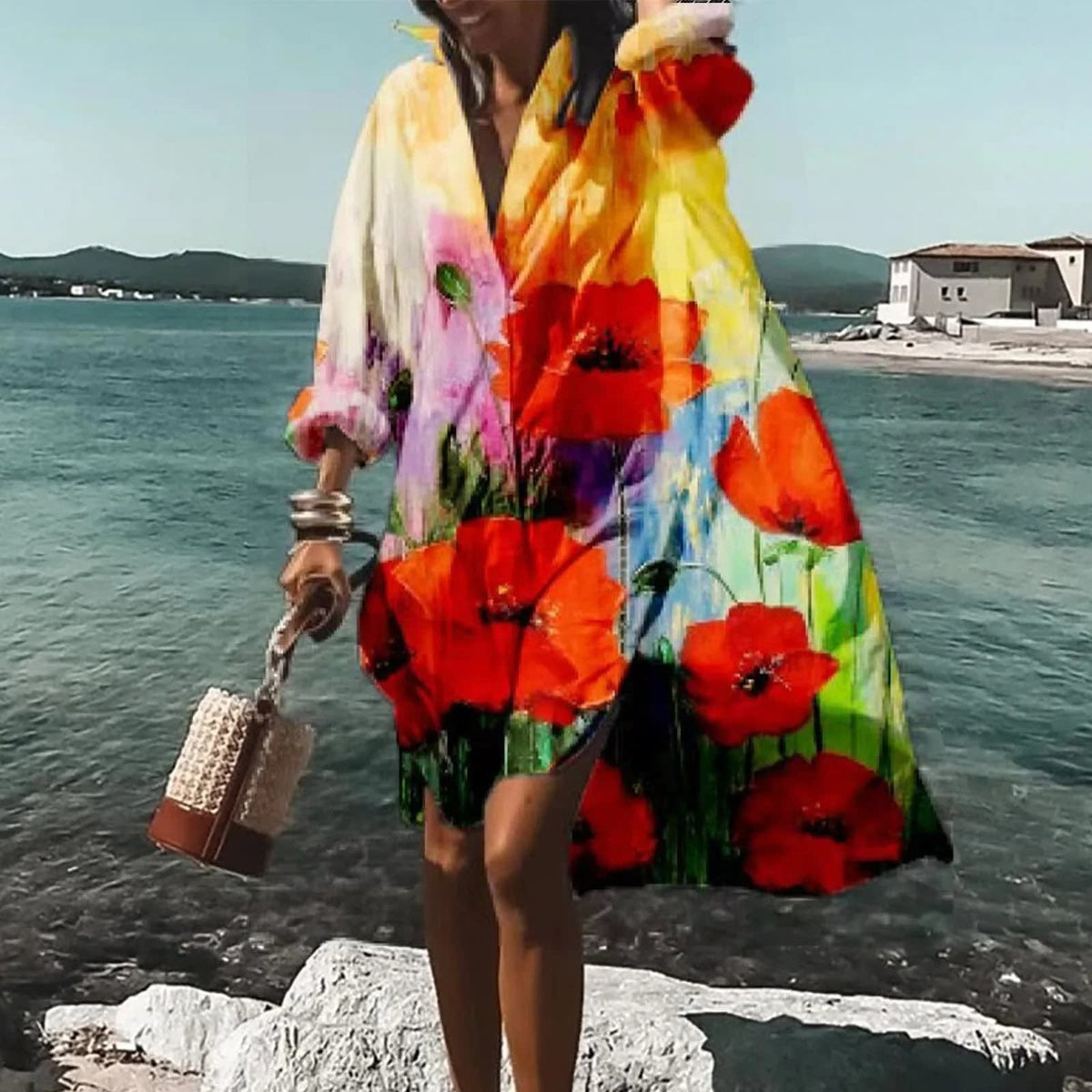 Ondine Flowy Printed Shirt Dress