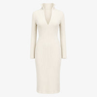 Kirsty Ribbed Knit V-Neck Midi Dress
