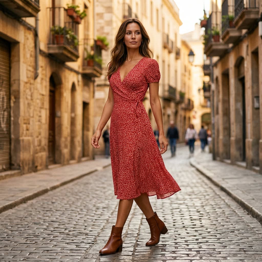 Catherine Floral V Neck Midi Dress