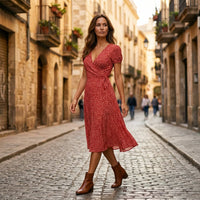 Catherine Floral V Neck Midi Dress