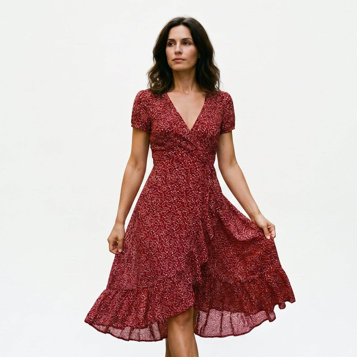 Catherine Floral V Neck Midi Dress