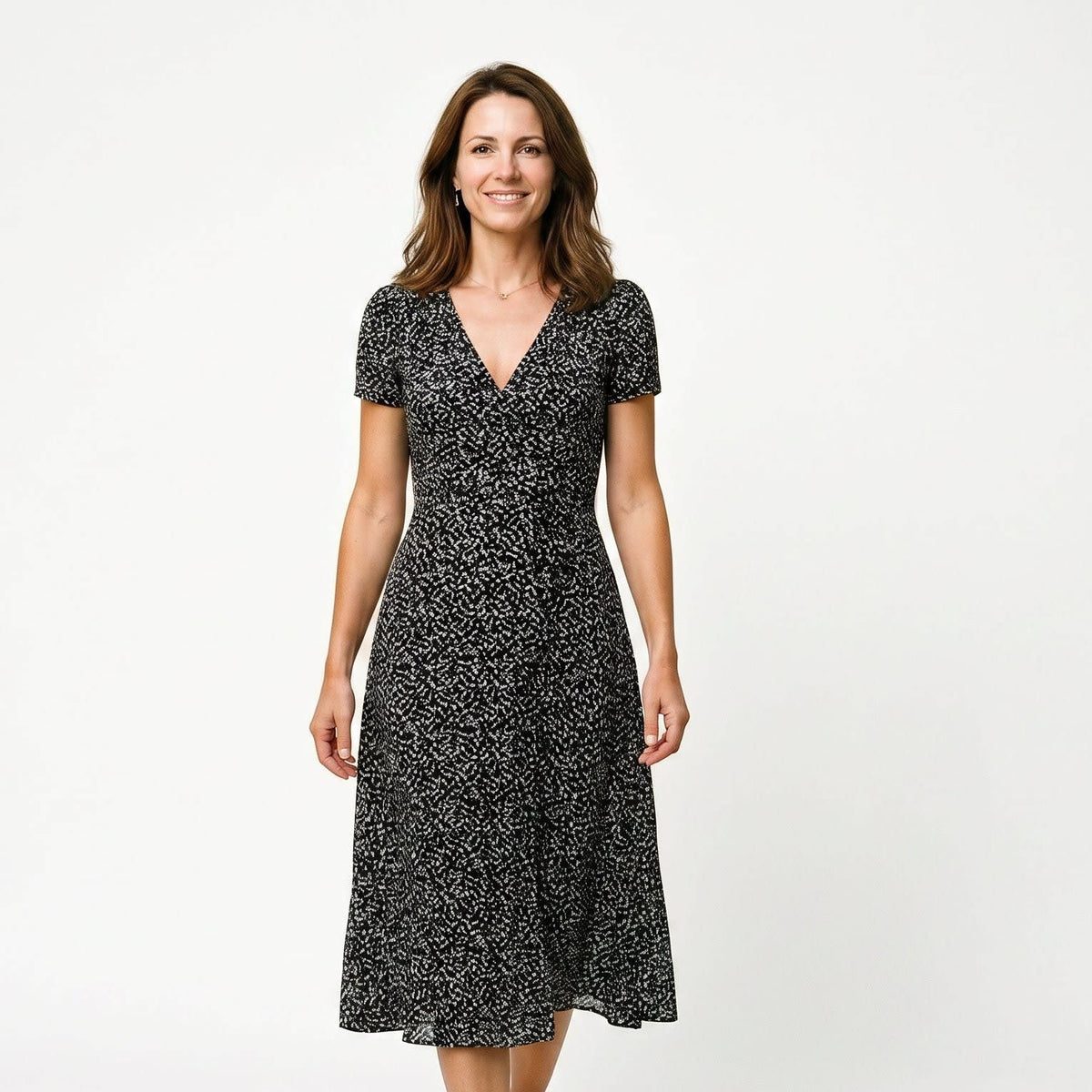 Catherine Floral V Neck Midi Dress