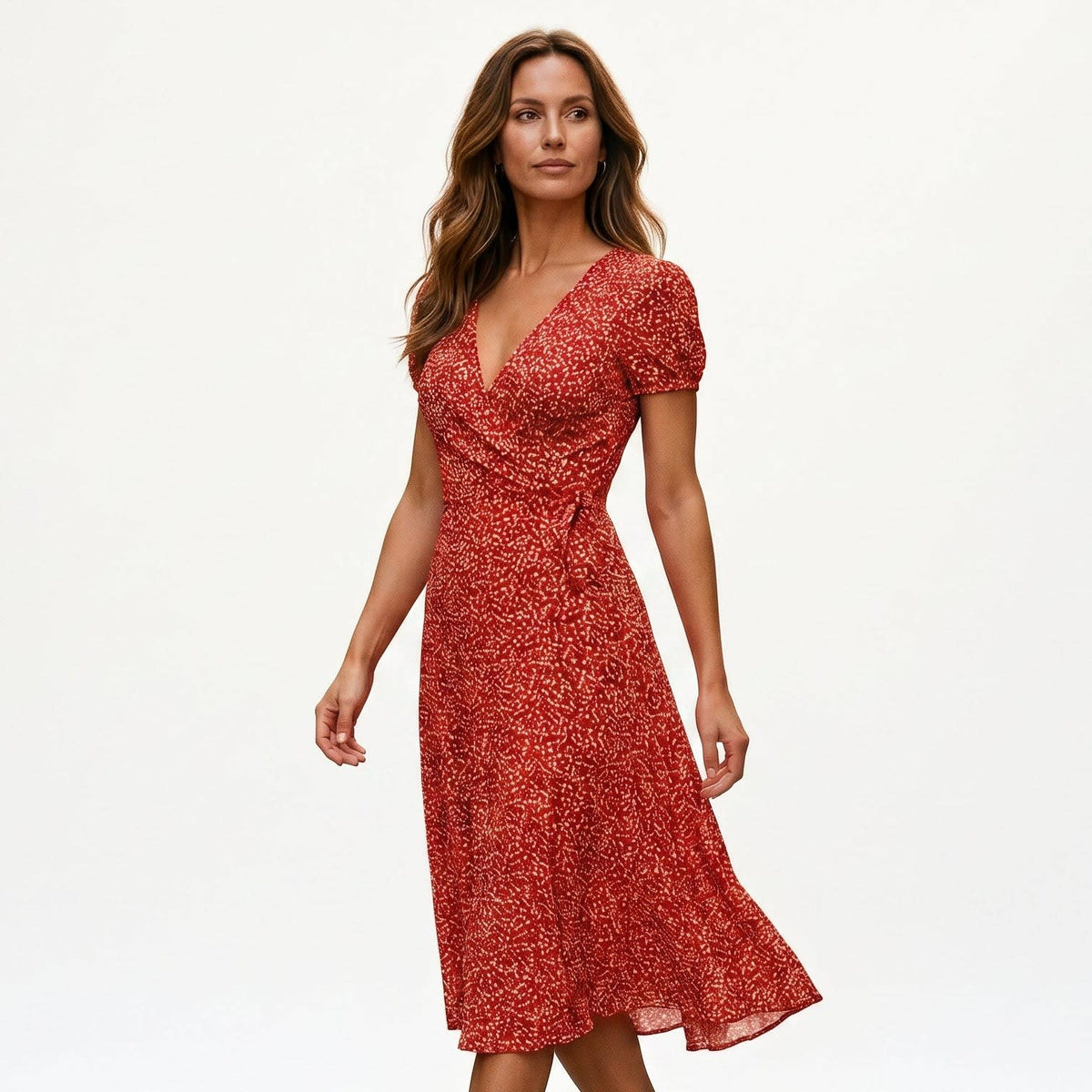 Catherine Floral V Neck Midi Dress