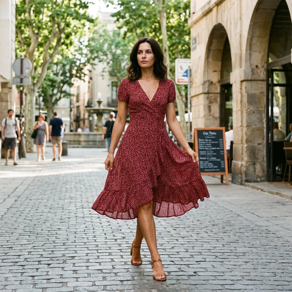 Catherine Floral V Neck Midi Dress