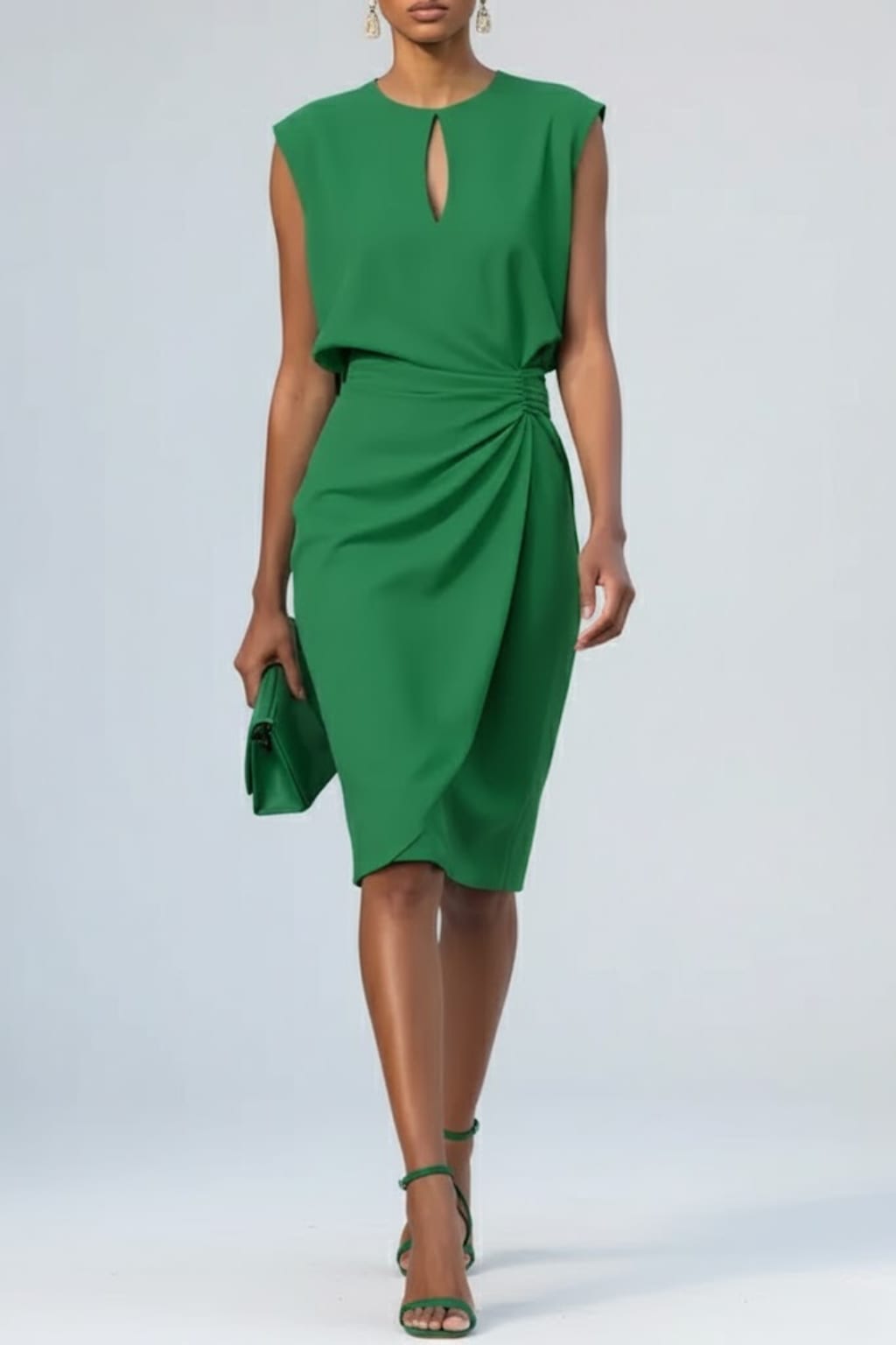 Helen Ruched Sleeveless Midi Dress