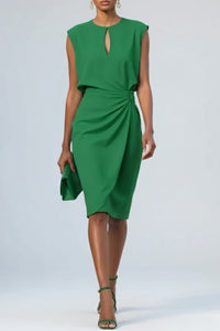 Helen Ruched Sleeveless Midi Dress