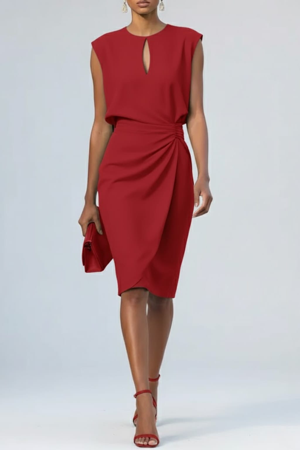 Helen Ruched Sleeveless Midi Dress_8
