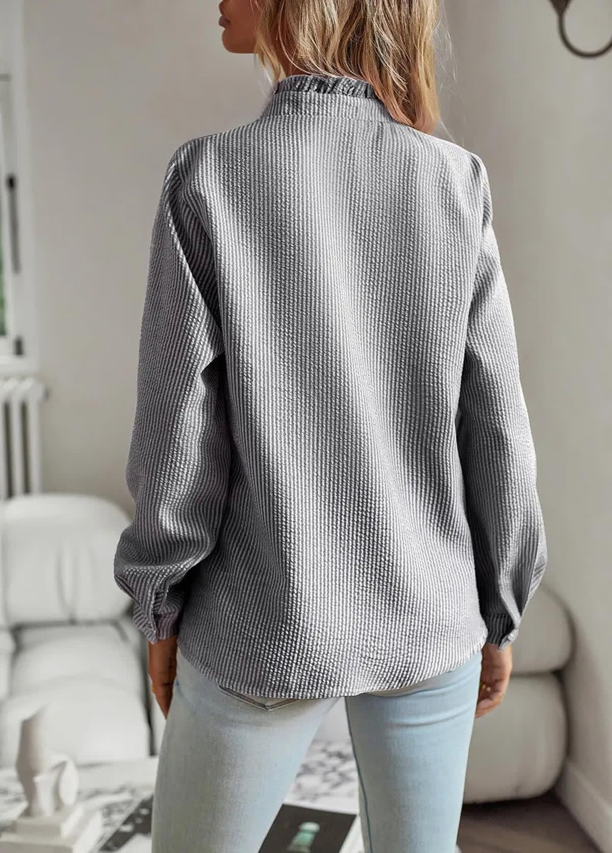 Nell Cotton Ruffle Button Up Blouse_2