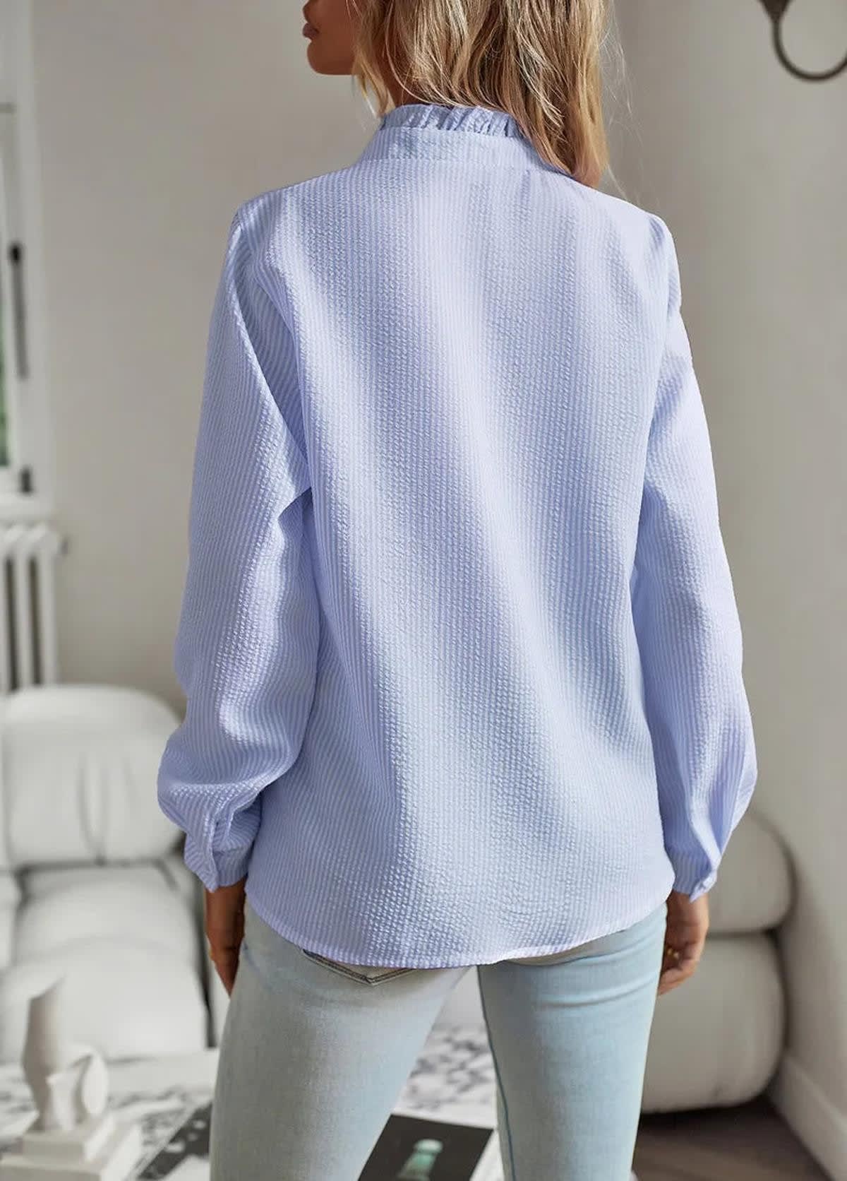 Nell Cotton Ruffle Button Up Blouse