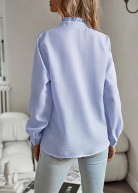 Nell Cotton Ruffle Button Up Blouse
