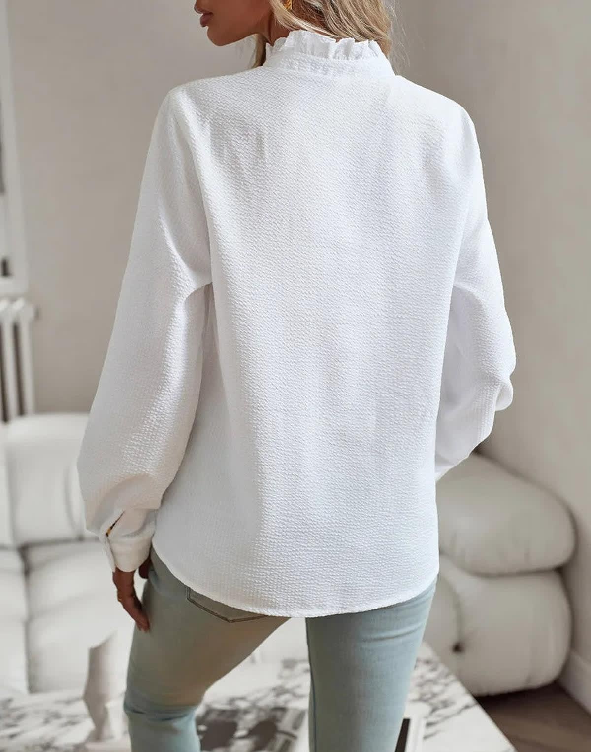Nell Cotton Ruffle Button Up Blouse_9