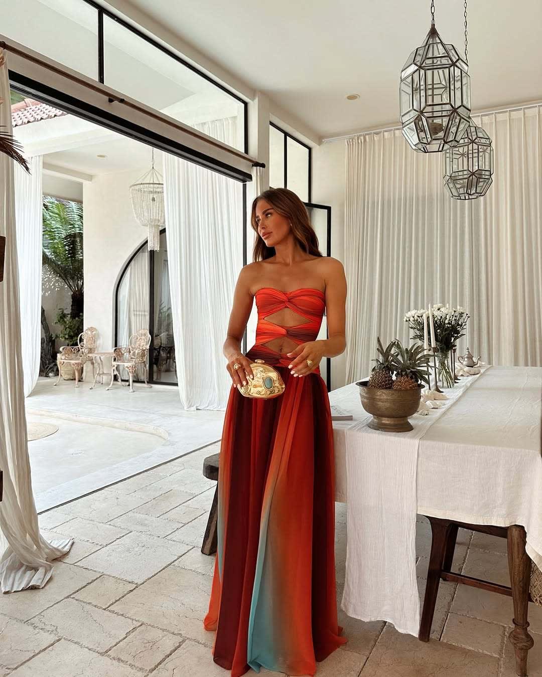 Dahlia Strapless Knot Front Prom Maxi Dress