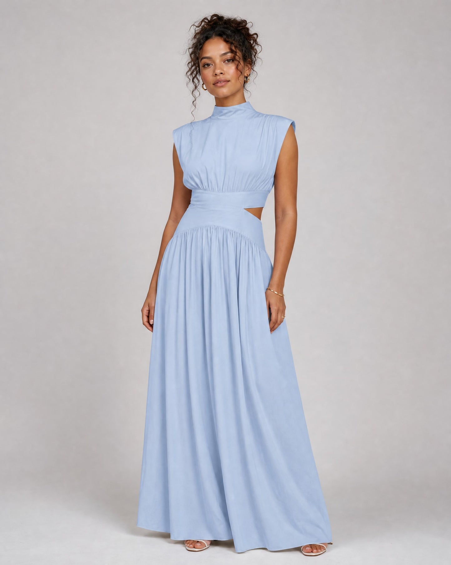 Clover Mock Neck Cut Out Maxi Dress_1