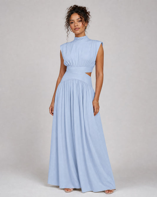 Clover Mock Neck Cut Out Maxi Dress_1