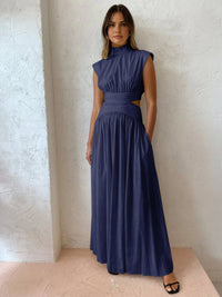 Clover Mock Neck Cut Out Maxi Dress