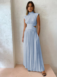 Clover Mock Neck Cut Out Maxi Dress