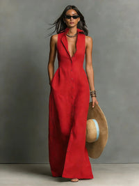 Anaelle Button Front Sleeveless Maxi Shirt Dress