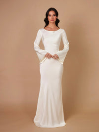 Gemma Long Sleeve Satin Wedding Guest Maxi Dress