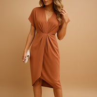 Sabrina Wrap V-Neck Midi Dress for Every Occasion