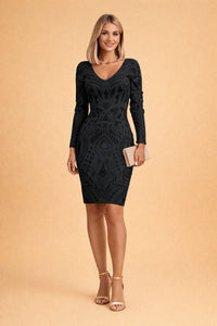 Yvette V-Neck Long Sleeve Bodycon Dress