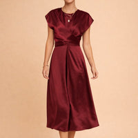 Philippa Pemberton Satin Twist Front Wedding Guest Midi Dress