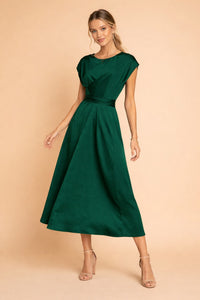Philippa Pemberton Satin Twist Front Wedding Guest Midi Dress