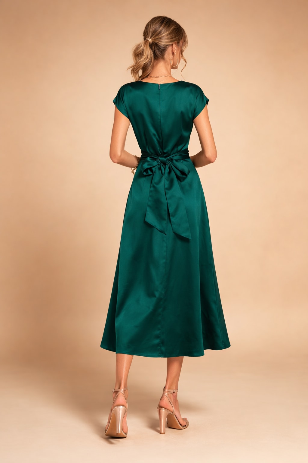 Philippa Pemberton Satin Twist Front Wedding Guest Midi Dress_6