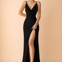 Honor Inglewood Draped V-Neck Sleeveless Slit Evening Maxi Dress