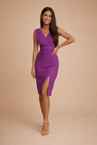 Mirabel Barlowe V-Neck Sleeveless Pleated Midi Dress