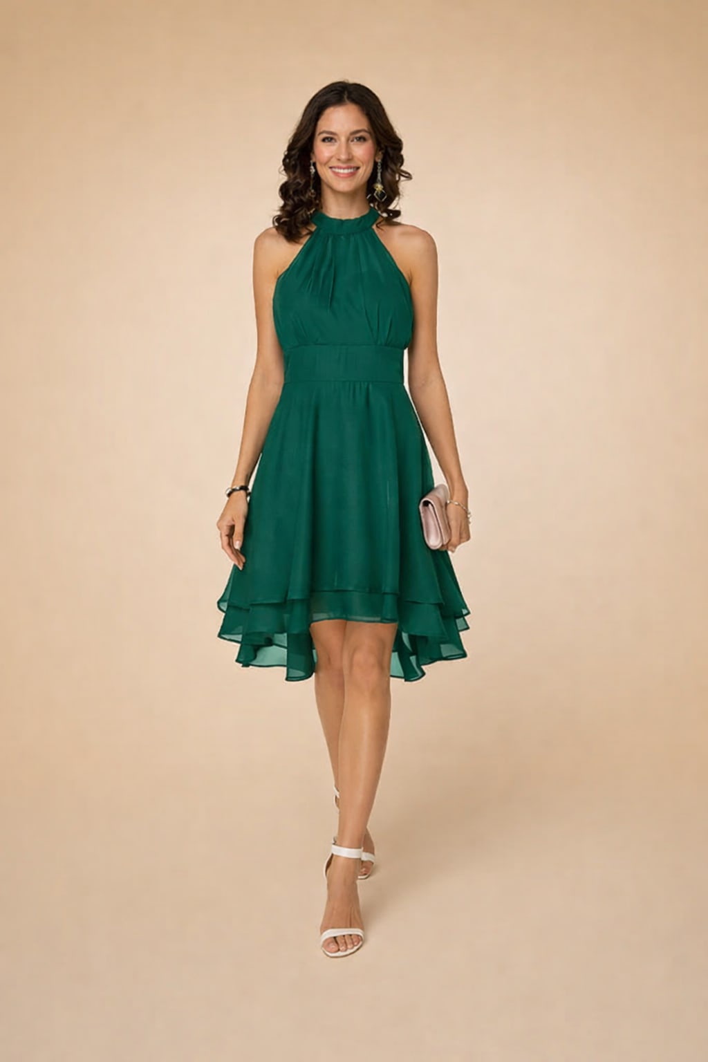 Cecilia Halter Neck Tiered Chiffon Dress_5