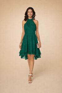 Cecilia Halter Neck Tiered Chiffon Dress