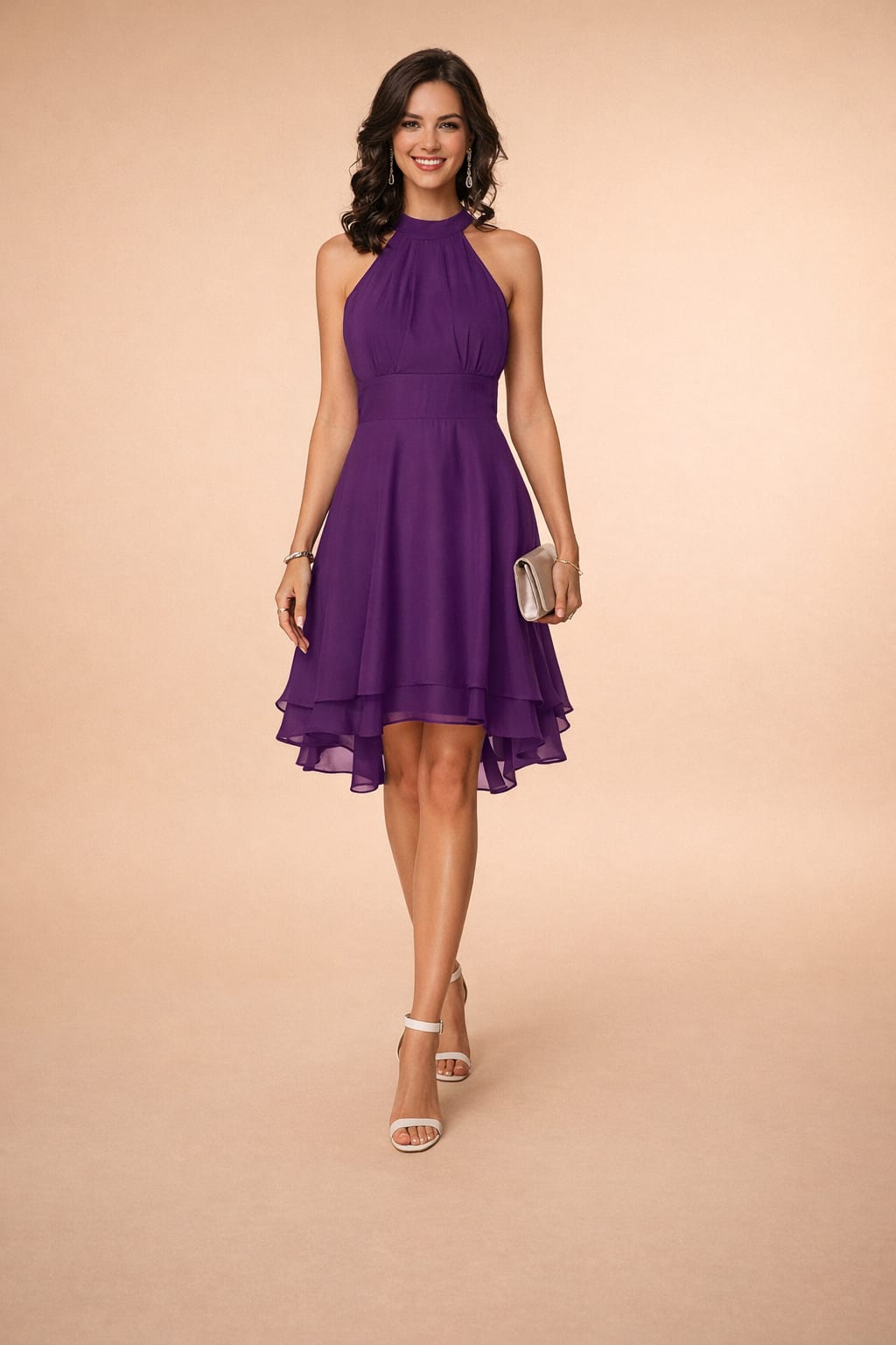 Cecilia Halter Neck Tiered Chiffon Dress_8