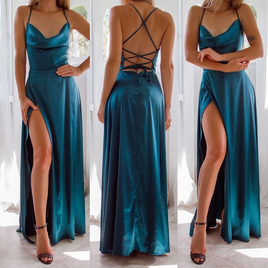 Marguerite Prescott Satin Wedding Guest Maxi Dress