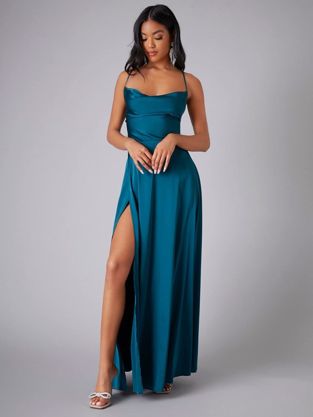 Marguerite Prescott Satin Wedding Guest Maxi Dress