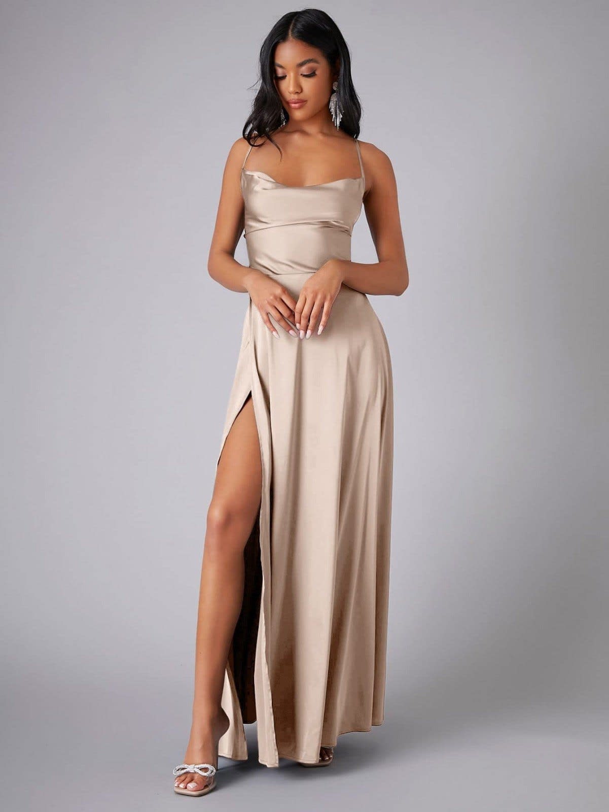 Marguerite Prescott Satin Wedding Guest Maxi Dress