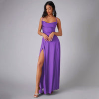 Marguerite Prescott Satin Wedding Guest Maxi Dress