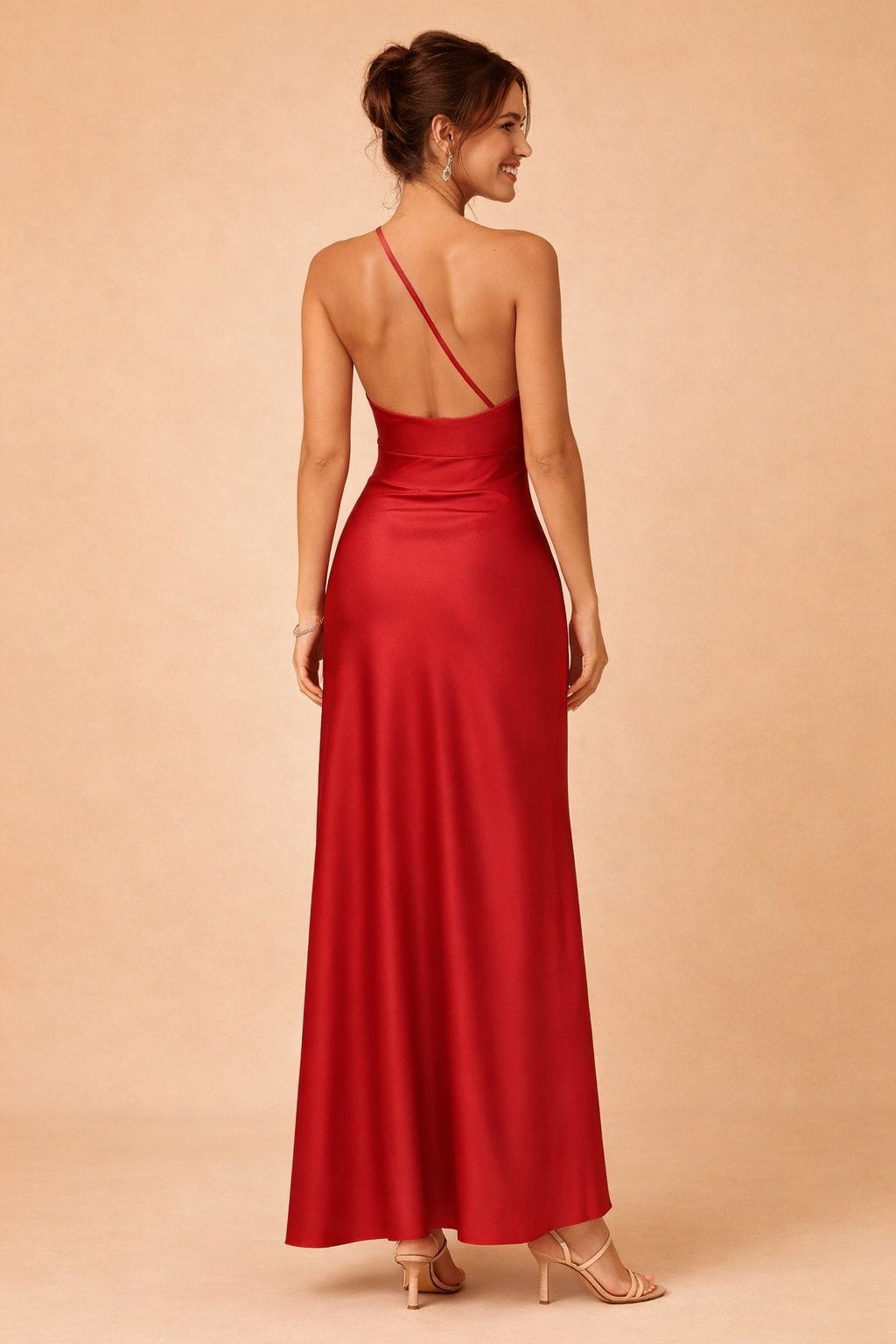 Tallulah One Shoulder Satin Wedding Guest Maxi Dress