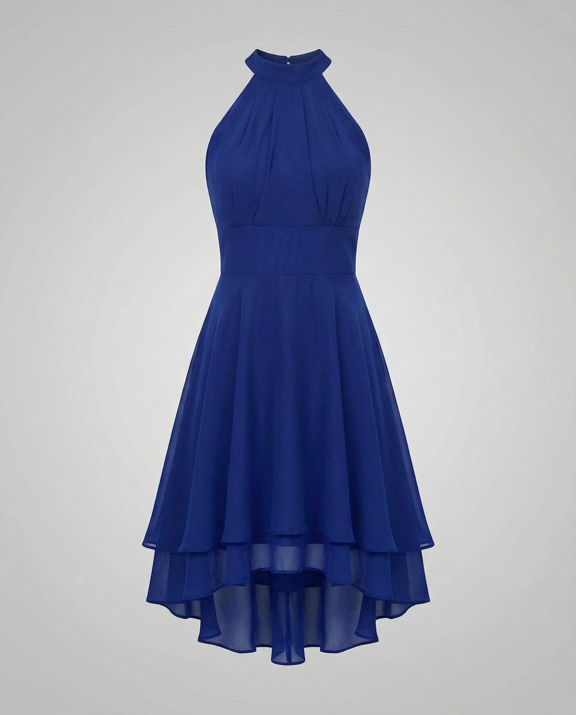 Antonia Sleeveless Ruffle Hem Halter Dress